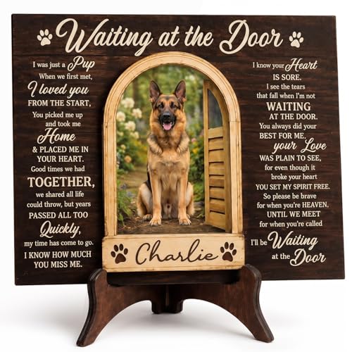 Dog Memorial Gifts for Loss of Dog, Personalized 3.5x5 Inch Picture Frame, Pet Remembrance Keepsake, Wooden Tribute Plaque, Loss of Pet Sympathy Gift, Bereavement Decor (Arch)