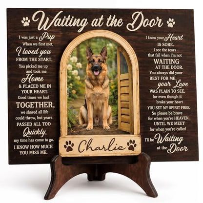 Dog Memorial Gifts for Loss of Dog, Personalized 3.5x5 Inch Picture Frame, Pet Remembrance Keepsake, Wooden Tribute Plaque, Loss of Pet Sympathy Gift, Bereavement Decor (Arch)