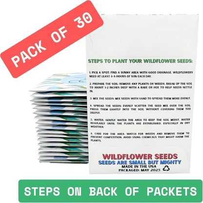 Wildflower Seed Packets Baby in Bloom Baby Shower Party Favors (Pack of 30) - Wildflower Seed Packet Favors Gift (Blue) - color: Blue Cursive
