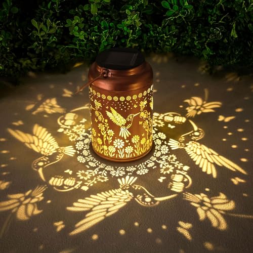 WACLSTDAY Hummingbird Solar Lanterns Outdoor Waterproof Garden Decor Birthday Gifts for Women Men Mom Hanging Solar Lights Metal Decoration Outside for Yard,Patio,Backyard,Porch,Easter - style: B.New Hummingbird