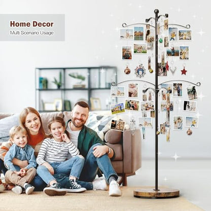 Miratino 5FT Family Tree,Party Photo Display Tree, Picture Holder Stand,90 Clips Holder for 4x6, 5x7 Picture Polaroid Frames Hanging & Card Tree Holders (Black) - color: Black