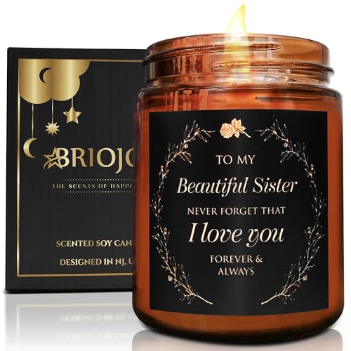 Sister Gift from Sister - Sister Birthday Candle - I Love You Big Sister, Soul Sister, Bestie Friendship, Best Friend Bday Presents - Gift for Woman Female - Coconut Scented Soy Candle - color: Beautiful sister