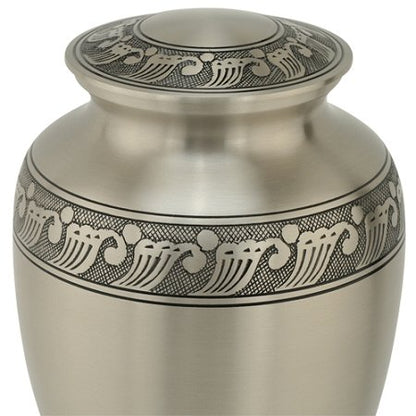 Feather Band Pewter Cremation Urn - Extra Large, 12 Inches High - color: Feather Band - Pewter