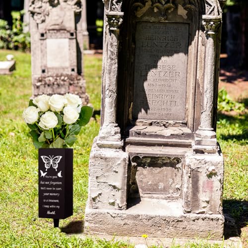 WEBEEDY Cemetery Vases for Grave Butterfly Grave Vase with Spike Cemetery Decoration Memorial Vase for Graves Outdoor Yard, Sympathy Gift Graves Flower Holder for Loss Family,1 pc (3x8 Inch)