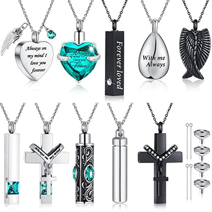 Jexine 10 Pcs Urn Necklace Cremation Jewelry for Men - color: Light Blue