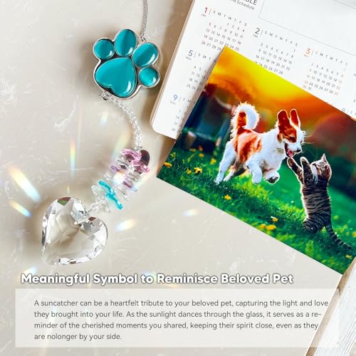 Dog Memorial Gifts for Loss of Dog, Pet Sympathy, Dog Memorial Suncatcher - color: Peacock Blue