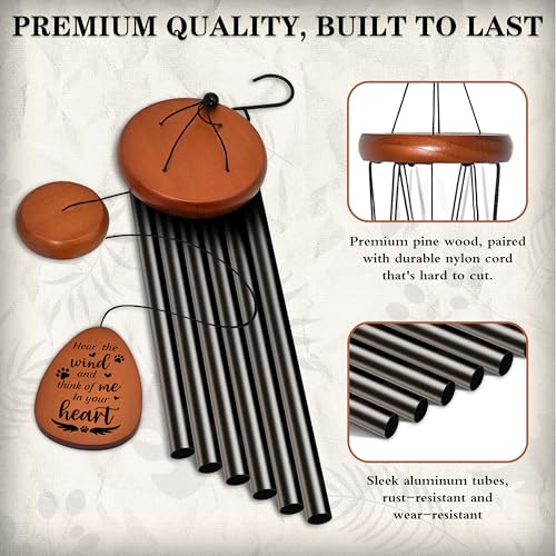 Dog Memorial Gifts for Loss of Dog, 28" Pet Memorial Gift Wind Chime, Black - color: Black