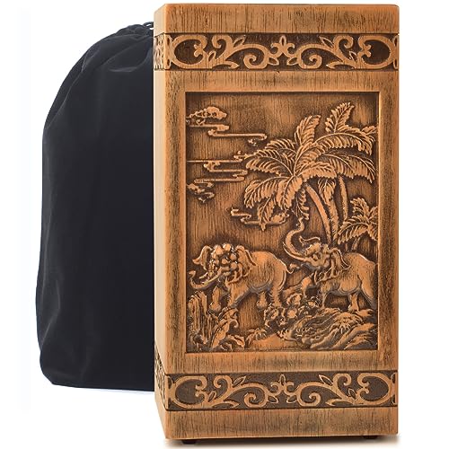 Wooden urns Ashes Human Cremation Adult Wood urn Male dad Burial Large Female Men Adults Box (Elephant 250lbs)