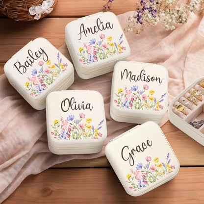 Ajiangwu Back To School Gifts,Custom Travel Jewelry Case for Women Kids,Personalized Small Jewelry Box Mini Teen Girl Gifts Trendy Stuff Jewelry Organizer for Rings, Necklaces, Bracelets - color: Design 4