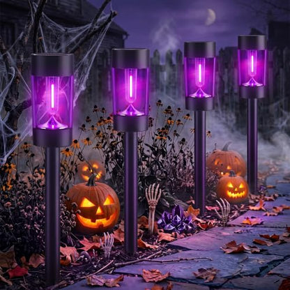 Eyrosa Halloween Solar Pathway Lights Outdoor Waterproof, 8 Pack, Purple - color: Purple
