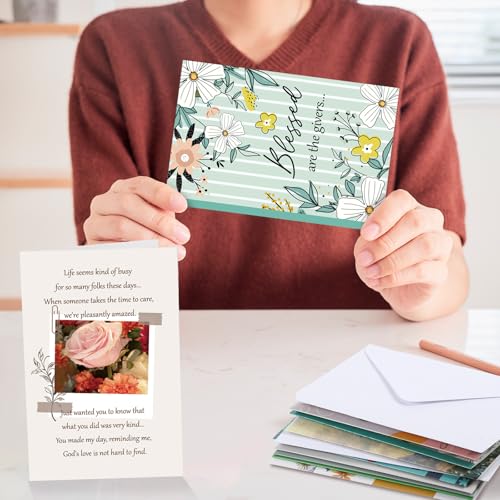Affrolling 50 Pcs Christian Thank You Cards Bulk with Envelopes Stickers - style: Vintage