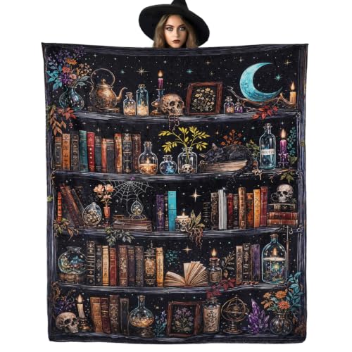 Halloween Blanket Gothic Book Throw Blankets Gifts for Women Men 50"X60" - color: Bookshelf