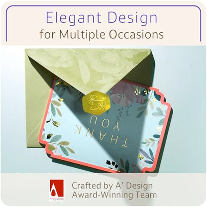Floral Thank You Cards, Die-Cut Gold Foil, 100 Cards with Envelopes
