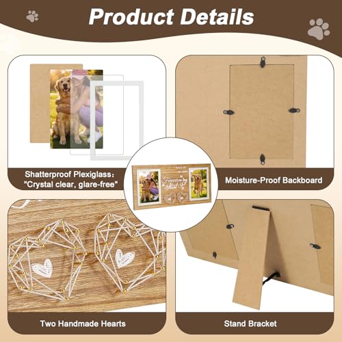 JANSHU Dogs Picture Frame Pet Dog Memorial Gifts for Loss of Dog | Wooden Double 4x6 Picture Frame with Hanging Rope, Loss of Dog Cat Sympathy Perfect Dog Remembrance Gift