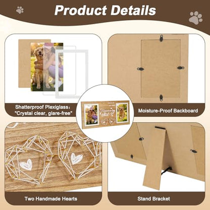 JANSHU Dogs Picture Frame Pet Dog Memorial Gifts for Loss of Dog | Wooden Double 4x6 Picture Frame with Hanging Rope, Loss of Dog Cat Sympathy Perfect Dog Remembrance Gift