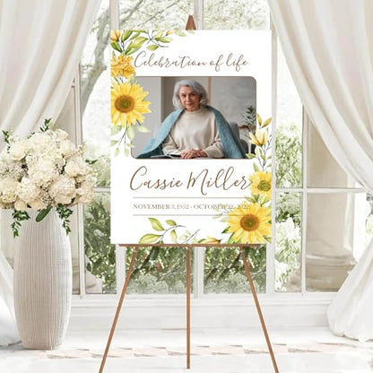 Personalized Funeral Welcome Sign, Celebration Of Life Sign, In Loving Memory Sign, Funeral Welcome Banner, Memorial Sign, Editable Funeral Welcome Sign, Funeral Welcome Sign With Stand #14 - color: Design 14