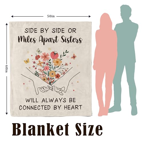 Sister Gifts Blanket for Sisters, Birthday Gifts for Sister Adult, Sisters Blankets, Best Sis Ever Gift for Mothers Day, Birthday, Graduation, Christmas, Cozy Warm Throw Blanket 60" X 50" - color: Flowersisters
