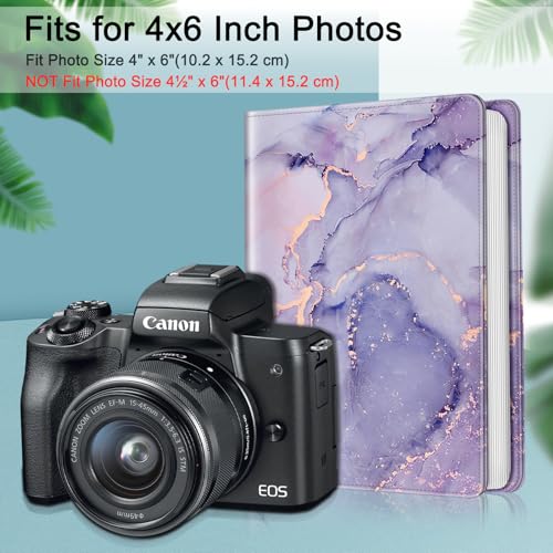 Fintie Photo Album 4x6 Photos - 112 Pockets Wallet Albums Memory Book | Vegan Leather Cover, 4X6 Picture Keepsakes, Family/Wedding/Travel Memory Book, Baby/Kids/Boys/Girls Gift, Lilac Marble - color: lilac marble