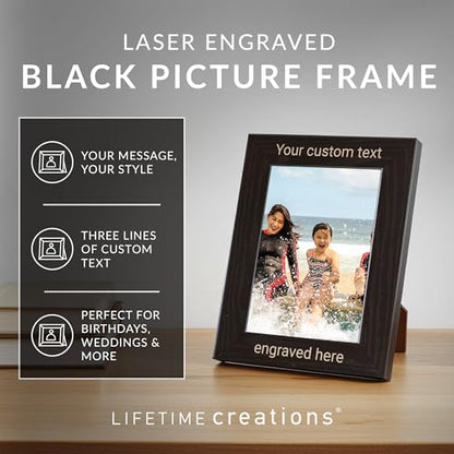 Lifetime Creations Custom 8x10 Vertical Picture Frame, Black Wood | Matte finish, glass front, easel back; add your own text; tabletop or wall; anniversary, wedding, memorial gift