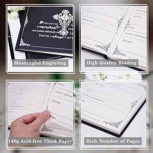 Guest Book for Funeral Celebration of Life Guest Book Elegant 82 Pages Commemorative Book for Loss of Loved One Salute Book Memorial Service Album-You Left us Beautiful Memories - style: Cross