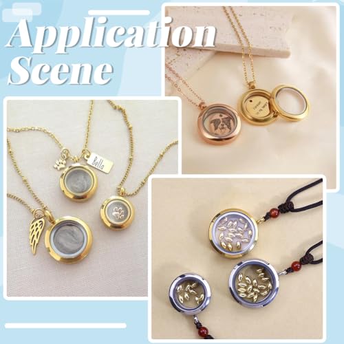 4 Size 8Pcs 4 Sets Real 18K Gold Plated Floating Charm Locket Necklace Round Memory Locket Stainless Steel Clear Glass Photo Pendant Living Picture Keepsake Necklace for Women Friendship DIY - style: 4 sizes gold