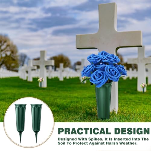 21 Pack Cemetery Vases for Grave Memorial Flower Vase Plastic Cemetery Vases with Spikes Flower Holder for Cemetery - size: 21