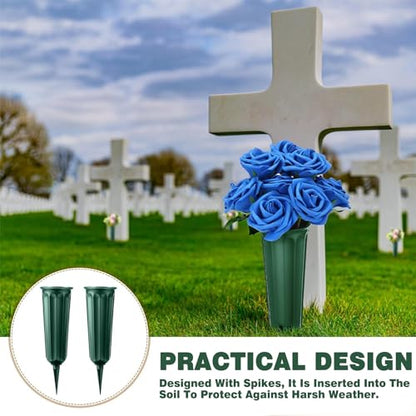 21 Pack Cemetery Vases for Grave Memorial Flower Vase Plastic Cemetery Vases with Spikes Flower Holder for Cemetery - size: 21