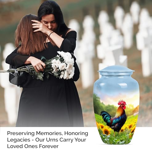 Rooster Urn for Ashes for Women - Small Urns for Ashes Dad, 10" 1Pc, 3" 4Pc - size: 10 Inch & Keepsake 4Pc