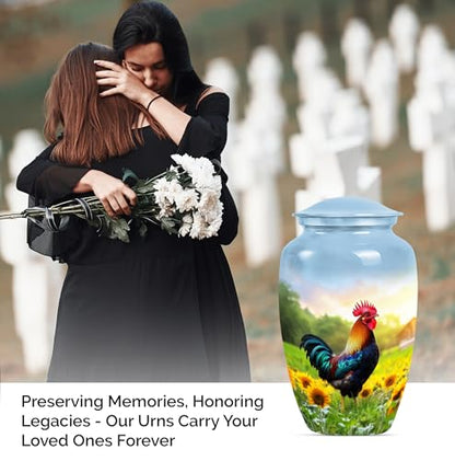Rooster Urns for Ashes Adult Male, Adult Urns for Human Ashes Men, Funeral Urn for Women, Cremation Urn for Human Ashes Adult Male (Size - 10inch 1Pcs, 3inch 2Pcs) - size: 10 Inch & Keepsake 2Pc