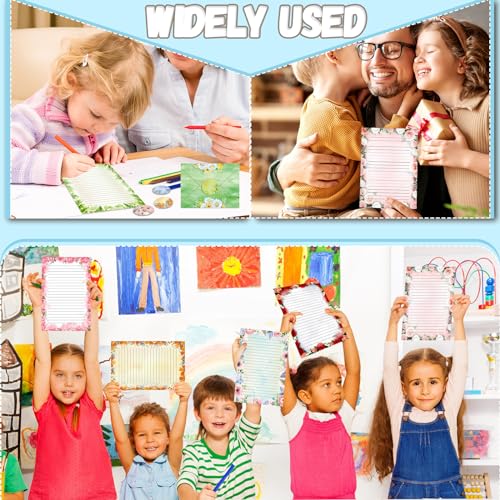 TaoBary 160 Pcs Flower Stationery Paper and Envelopes Set 50 Double Sided Lined Stationery Paper with 50 Matching Envelopes and 60 Round Dot Sticker 8.5 x 11'' Letter Writing Kit, 10design - size: 8.5 x 11 Inch, style: Flower
