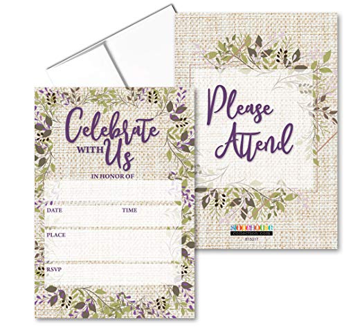 Stonehouse Collection | Rustic Fill-in Party Invitations With Envelopes | 25 Invites & Envelopes | Wedding, Baby Shower, Rehearsal Dinner, Birthday Party (Celebrate) - color: Celebrate