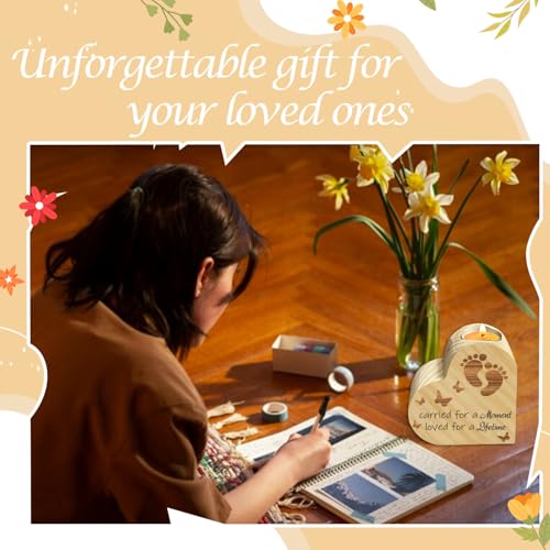 Sympathy Gifts for Loss of Loved One, Miscarriage Gifts for Mothers, Carried for a Moment Wooden Candle Holder, Bereavement Gifts for Loss of Baby Candle Holder Keepsake, Double Sided Printing