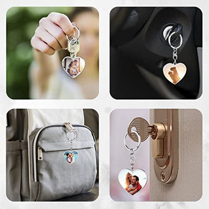 Double Sided Custom Keychain With Picture Alloy Color Printing Personalized Photo Keychain Customizable Text Gifts - color: A-heart