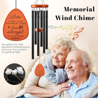 Sympathy Gifts for Loss of Loved One Memorial Wind Chimes Sympathy/Bereavement/Memorial Gifts for Loss of Mom Dad Husband, Grief Remembrance Condolences Gifts for Women, 32" Black - size: 32" Black