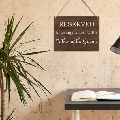 Ryeolo Reserved Row Signs for Wedding, This Row is Reserved Wood Hanging Signs, Reserved Seating Signs, Wedding Reserved Signs for Chairs, 10.2x7.8 Inches (Father of the groom) - color: Father of the groom