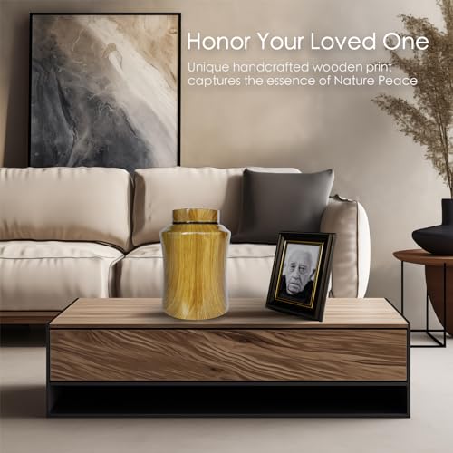 Custom Cremation Urns for Human Ashes Adult Male Men with Picture - color: Wood - Nature Peace, size: Custom