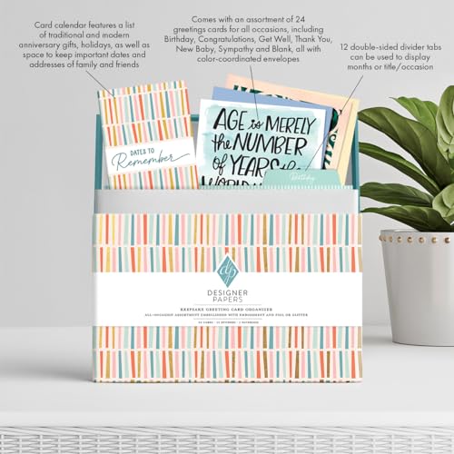 Designer Papers All-Occasion Greeting Card 24 Pack | Boxed Card Set, Matching Envelopes - color: Multicolor Stripes, size: Medium