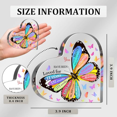 11 Year Old Girl Birthday Gifts, 11th Birthday Acrylic Sign, Inspirational Butterfly Keepsake Sign for Girls Boys, Happy 11 Birthday Gifts Idea for Daughter Girls, Table Desk for Home - style: 11th Birthday