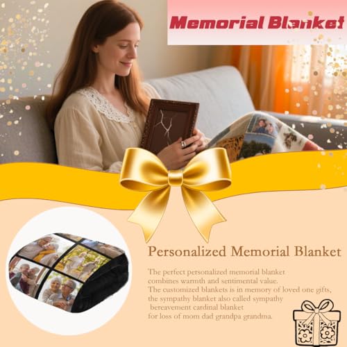 Personalized Memorial Photo Blankets,Blanket with Pictures Customized in Memory of Loved One Gifts - color: Color 24