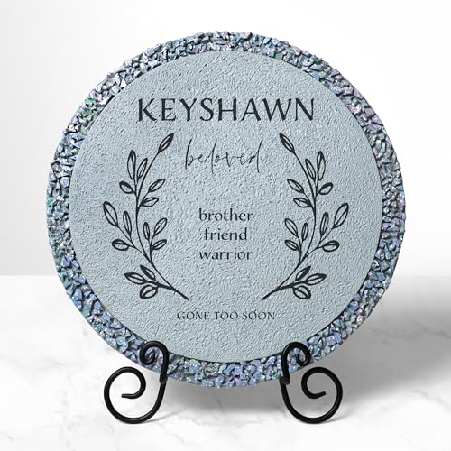 Let's Make Memories Personalized Memorial Garden Stone - Sympathy - Loss of Loved One - Grave Marker - Condolences - Indoor/Outdoor - Durable Resin - Celebration of Life - Loved by All - style: Loved by All