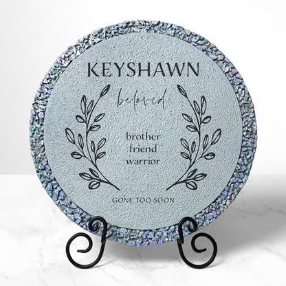 Let's Make Memories Personalized Memorial Garden Stone - Sympathy - Loss of Loved One - Grave Marker - Condolences - Indoor/Outdoor - Durable Resin - Celebration of Life - Loved by All - style: Loved by All