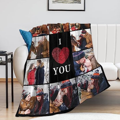 Artsadd I Love You Couples Custom Blanket with Photo Text - Personalized Picture Gifts for Boyfriend Girlfriend Wife Husband - Birthday Valentine Anniversary Wedding for Him Her Women Men -S - color: 1-dad-07