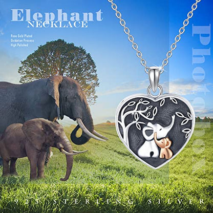 TUGHRA Locket Necklaces That Holds Picture Sterling Silver Elephant Locket Heart Pendant Necklace Photos Jewelry Gifts for Women Teen Mom Daughter - style: 01-Oxidation
