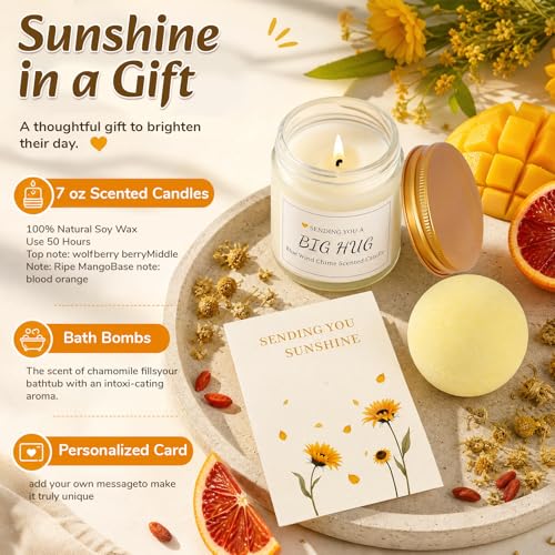 QSEWVZX 10Pcs Sunshine Gift,Unique Care Package with Sunflower Gifts,Self Care Basket for Women Recovery, Friends, Get Well Soon Basket Thinking of You Self Care Boxes for Women Mom