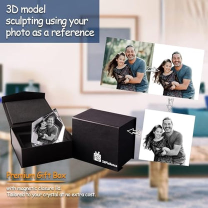 Crystal Heart Photo Frame, Upright Heart Crystal Keepsake，Transparent 3D Laser-Etched, Tabletop Display - size: Upright Heart