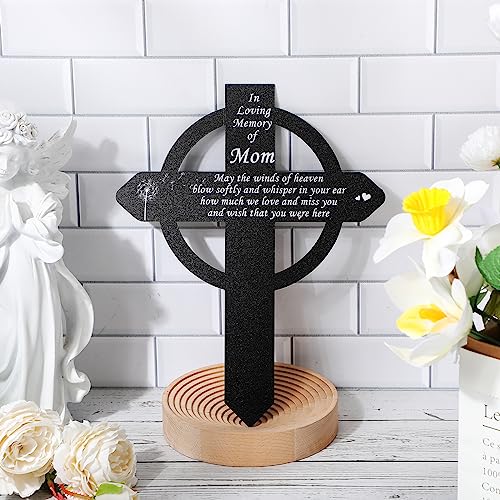 Buryeah Cross Memorial Stakes Grave Decorations for Cemetery Metal Plaque Markers Cross Plaques Sympathy Garden Stake Waterproof Garden Cemetery for Grave Yard (Mom) - style: Mom