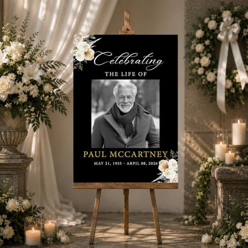 Personalized Funeral Welcome Sign with Photo for Celebration of Life #12 | Elegant Celebration Tribute Canvas Display, Celebration Tribute Board, Forever In Our Hearts Keepsake for Loved Ones - color: Version #12