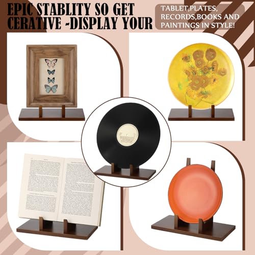 RattanView 1 Pcs Wood Plate Stand for Display 9 Inch Plate Holder Display Frame Picture Photo Card Tabletop Decorative Stand - size: 9 Inch