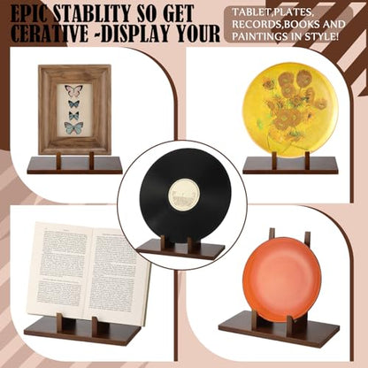 RattanView 1 Pcs Wood Plate Stand for Display 9 Inch Plate Holder Display Frame Picture Photo Card Tabletop Decorative Stand - size: 9 Inch
