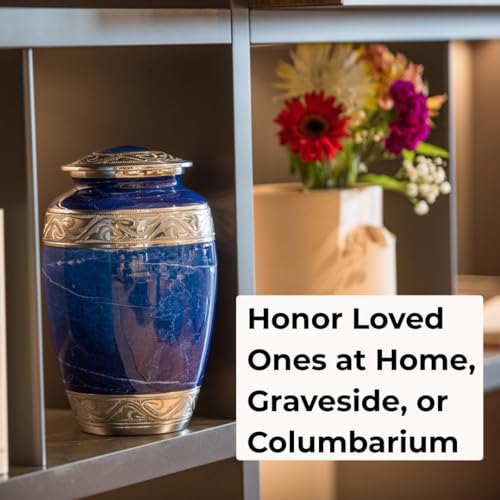 GR8 Keepsakes Classic Blue Marble-Finish Cremation Urn Set - color: Blue
